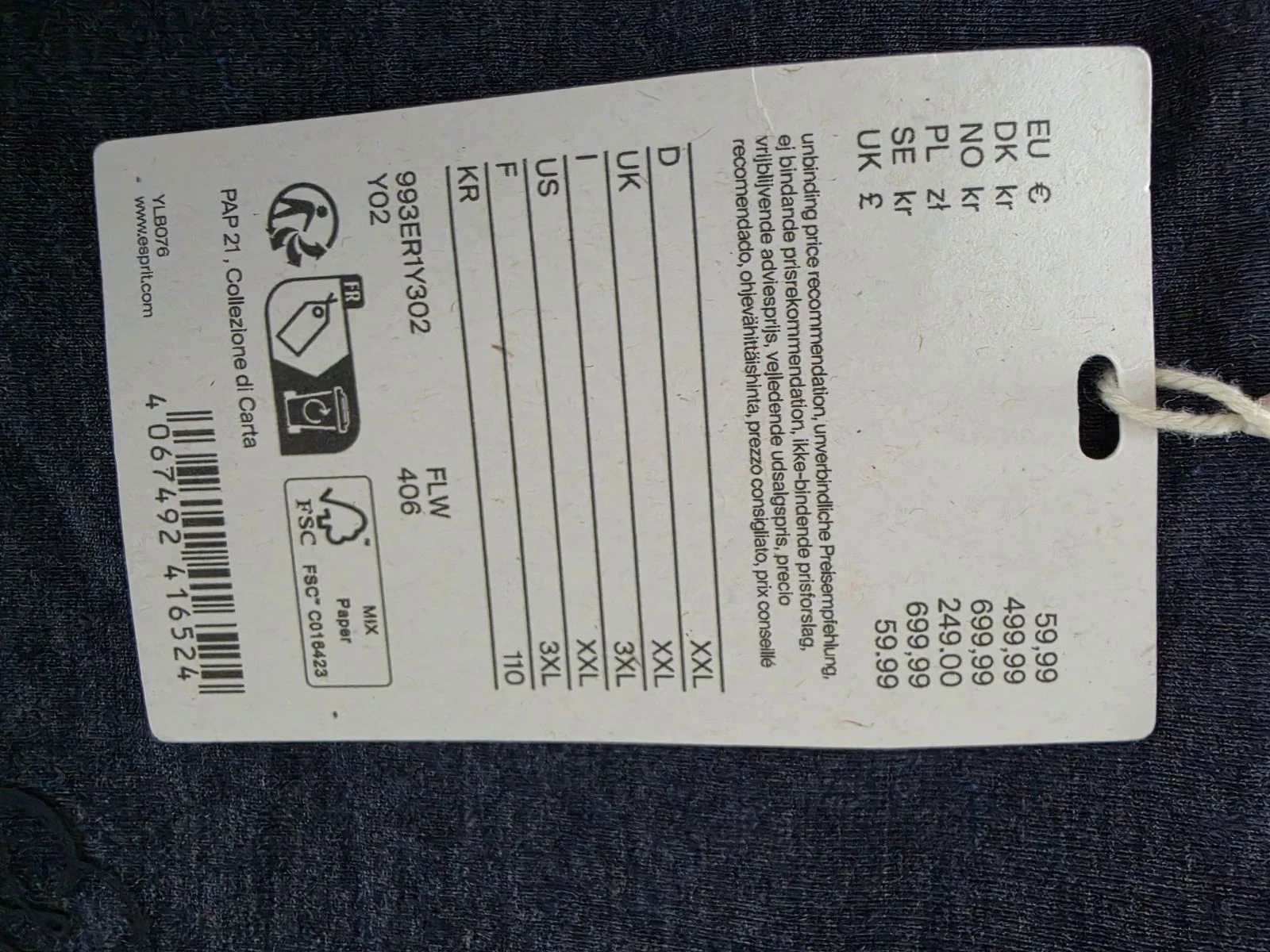 Camiseta manga larga Esprit azul marinho XXL – photo 8